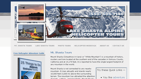 Lake Shasta / Mt. Shasta Adventure Travel Helicopter Tours